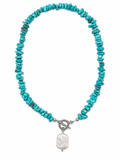 Bisbee Turquoise Pearl Necklace | Gold & Silver