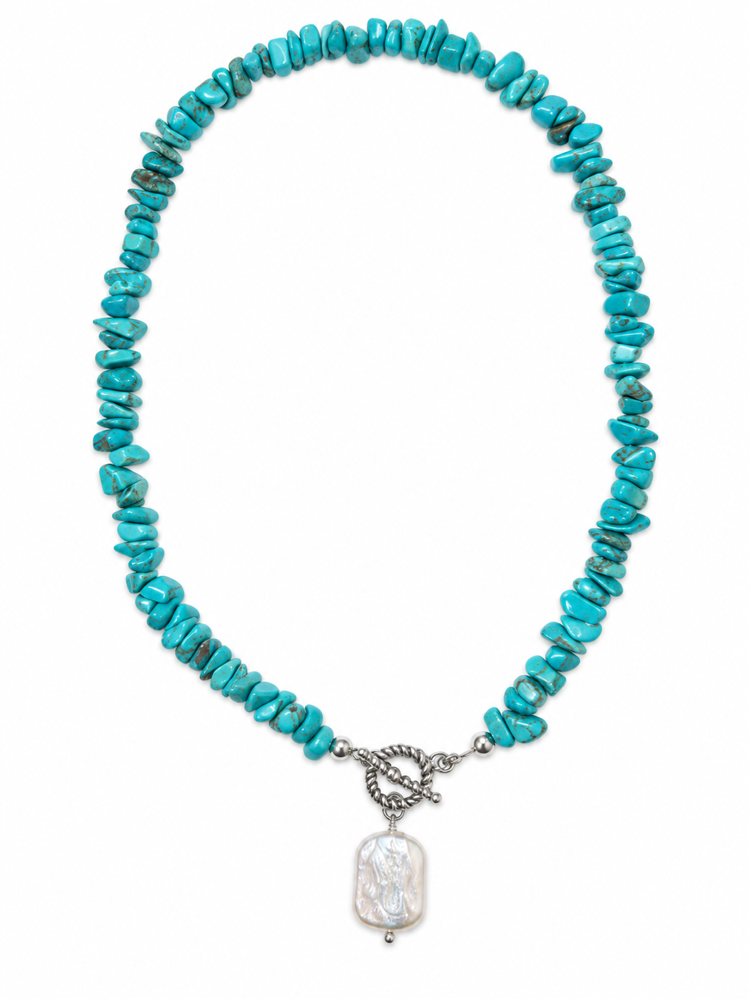 Bisbee Turquoise Pearl Necklace | Gold & Silver